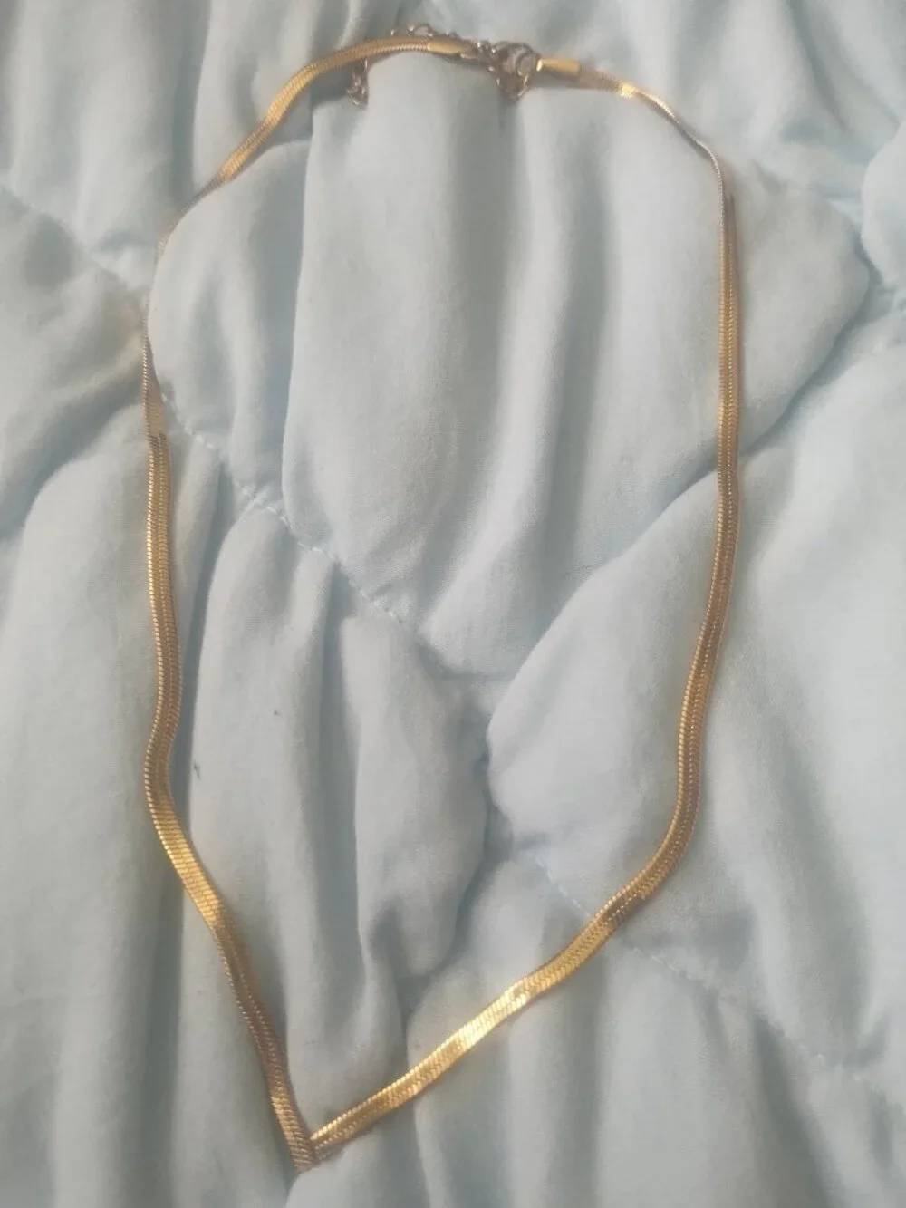 Gold tone v shaped herringbone chain necklace (thin)